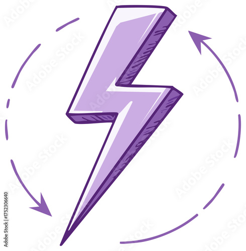 Stylized purple lightning strike with circular arrows symbolizing energy and recharge