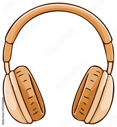 Stylish Illustration of Headphones, Isolated on a White Background