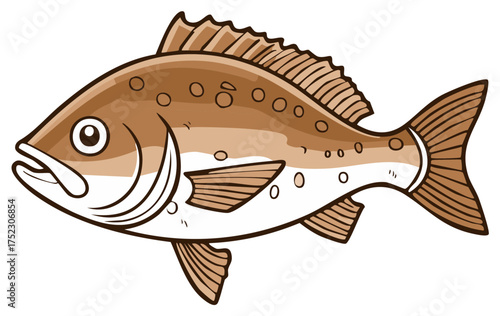 Stylized Illustration of a Brown Fish with Spots and White Underside