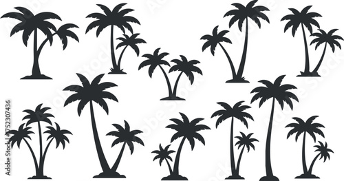 A collection of palm tree silhouettes ideal for tropical and beach-themed designs.