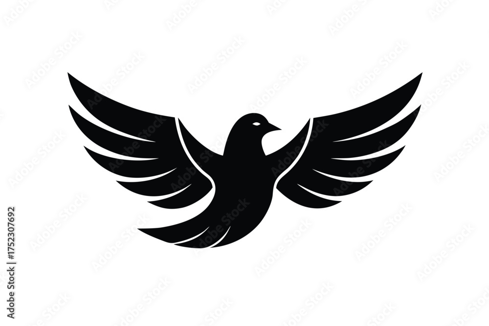 Obraz premium Peaceful dove icon with soft curved wings on white background