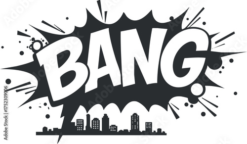 A vibrant comic-style illustration featuring the word bang inside a burst graphic.