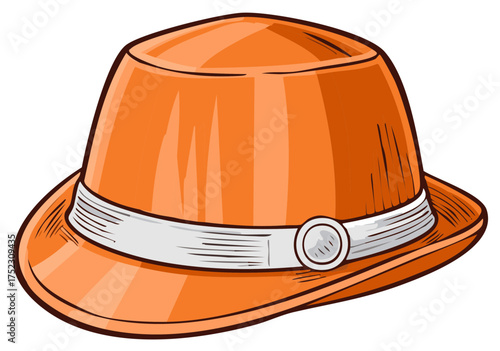 Orange Cartoon Hat with a White Band and Button for Fun, Fashion, and Style