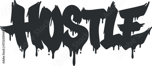 Bold graffiti style text reading hostile with a dripping effect for urban art themes.