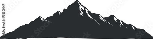 A silhouette of a majestic mountain peak against a clear sky, ideal for outdoor themes.