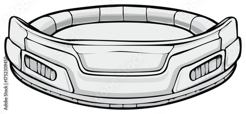Modern Car Front Bumper Vector Illustration with Integrated Grille and Sleek Design Element