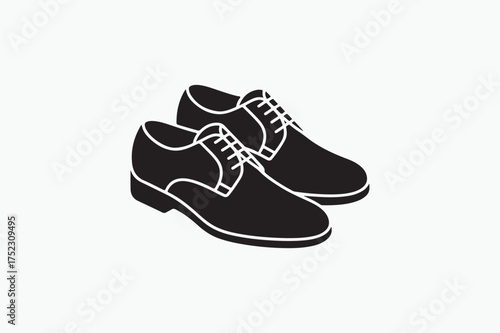 Men's leather Derby Shoes vector silhouettes black image.