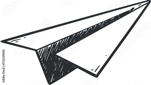 A hand-drawn sketch of a paper airplane symbolizing creativity and adventure.