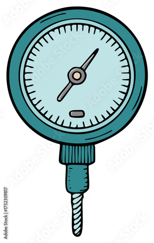 Hand drawn cartoon dial indicator measuring tool vector illustration