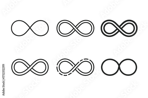Variety of infinity symbols: line, double line, and dashed designs
