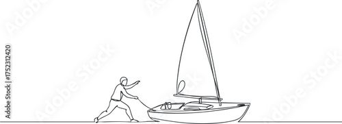 A person sailing a boat on calm waters under a clear sky showcasing nautical adventure.