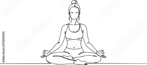 A woman practicing yoga meditation in a serene and peaceful pose promoting mindfulness and relaxation