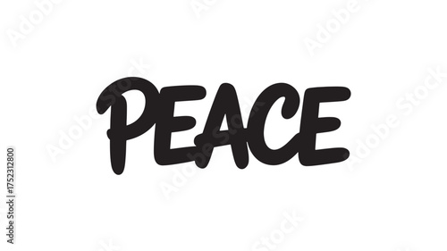 Peace typography design hand-drawn lettering in black vector illustration isolated on white background