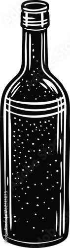 Charming black and white drawing of two children enjoying a picnic under a blossoming tree isolated on transparent background