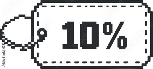 A digital illustration of a price tag showing a 10 percent discount for promotions or sales.