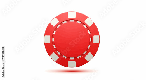 Vector illustration of a single red poker chip for casino gaming, representing luck, risk and betting concepts
