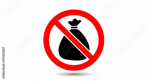No money sign with a forbidden bag icon, representing an anti-corruption and anti-bribery concept vector illustration