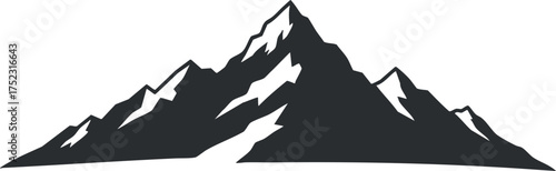 A black silhouette of a mountain range ideal for outdoor and adventure themes.