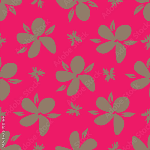 Floral botanical vector texture pattern with flowers and leaves. Seamless pattern can be used for wallpaper, pattern fills, web page background, surface textures.
