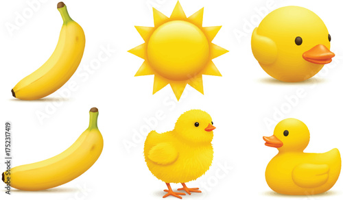 Cute yellow chick with egg and sun cartoon vector illustration