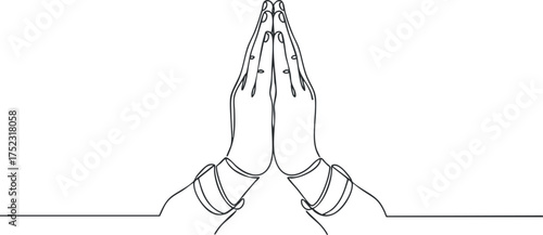 Illustration of two hands in a prayer position symbolizing peace and spirituality.
