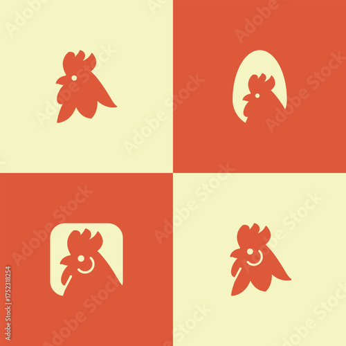Cute Minimal Chicken Logo Bundle – Simple Rooster and Hen Icon Set for Farm, Food Brand, and Restaurant Design