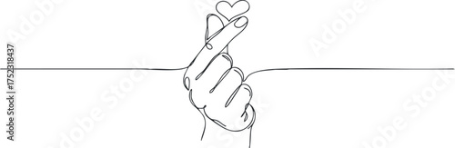 A minimalist illustration of a hand making a heart gesture symbolizing love and affection.