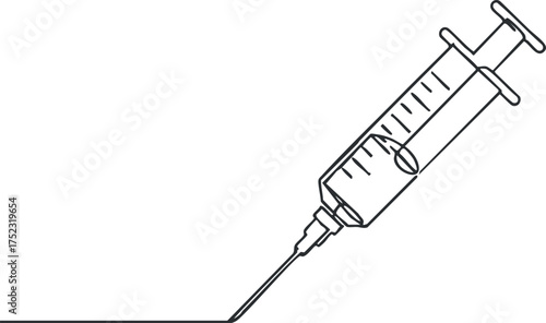 An illustration of a medical syringe used for injections or vaccinations in healthcare settings.