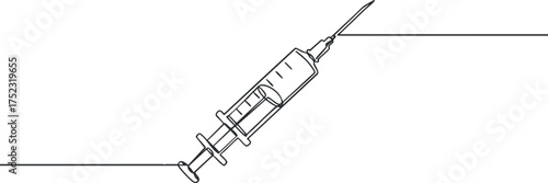 A detailed illustration of a syringe used for medical injections in healthcare settings.