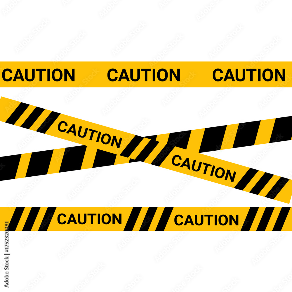 Fototapeta premium Yellow Caution Tape Banner – Hazard Warning Line Design for Safety and Danger Zones