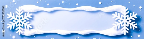 Snowflake border on textured blue background