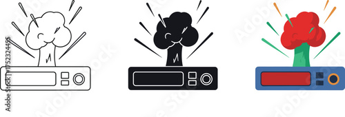 Vector illustration of a classic luggage suitcase in black and white outline