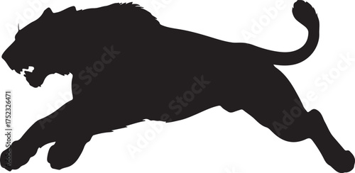 Black silhouette of a leaping feline animal