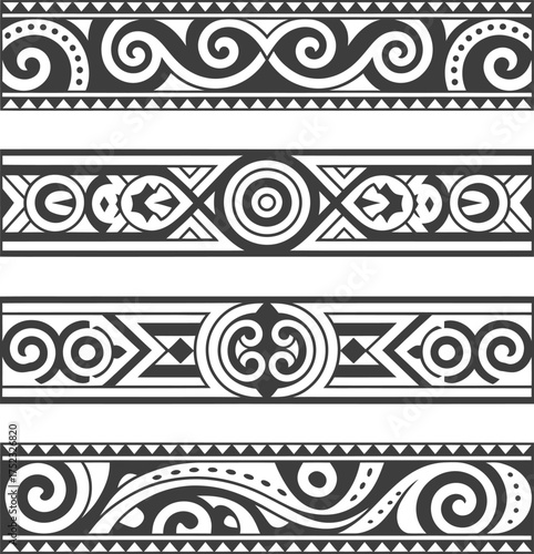 Seamless pattern tribal ethnic border vector ornament decorative geometric design art