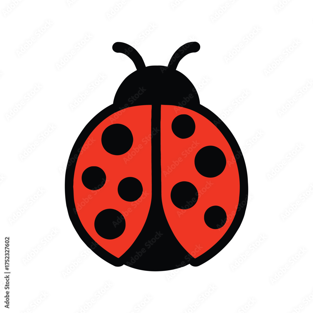 Obraz premium Cute red ladybug insect icon illustration, a cheerful symbol of nature, good luck, and spring, perfect for graphic design elements