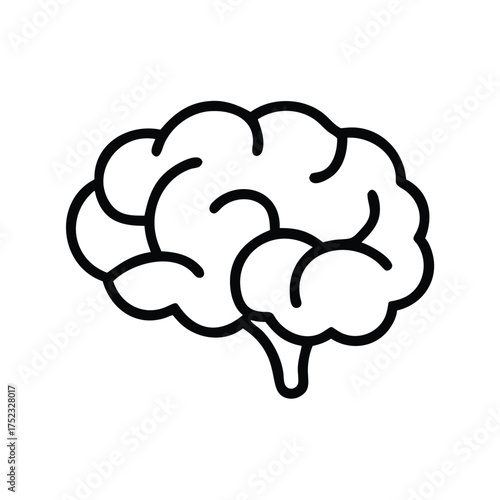 Human brain illustration for medical education and neuroscience research study and mental health awareness icon