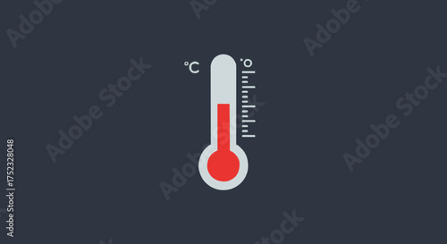 Precise thermometer icon visually represents temperature measurement, showcasing scientific accuracy and environmental monitoring for data visualization and industrial applications.