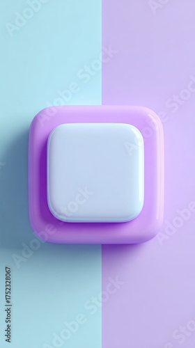 Abstract 3D Square Button Design on Colorful Background.