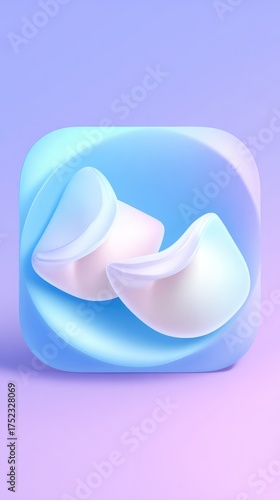 Abstract Blue Icon with Two White Shapes.