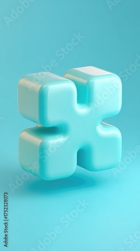 Abstract 3D Shape in Cyan - Modern Design.