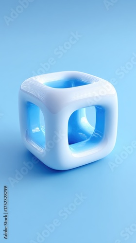 Abstract Cube Design with Blue Tones and Modern Aesthetic.