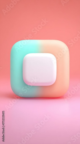 Abstract geometric shape with gradient colors and a white square.