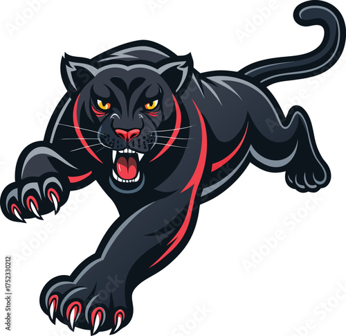 Angry Black Panther Vector Mascot – Wild Animal Attack Illustration