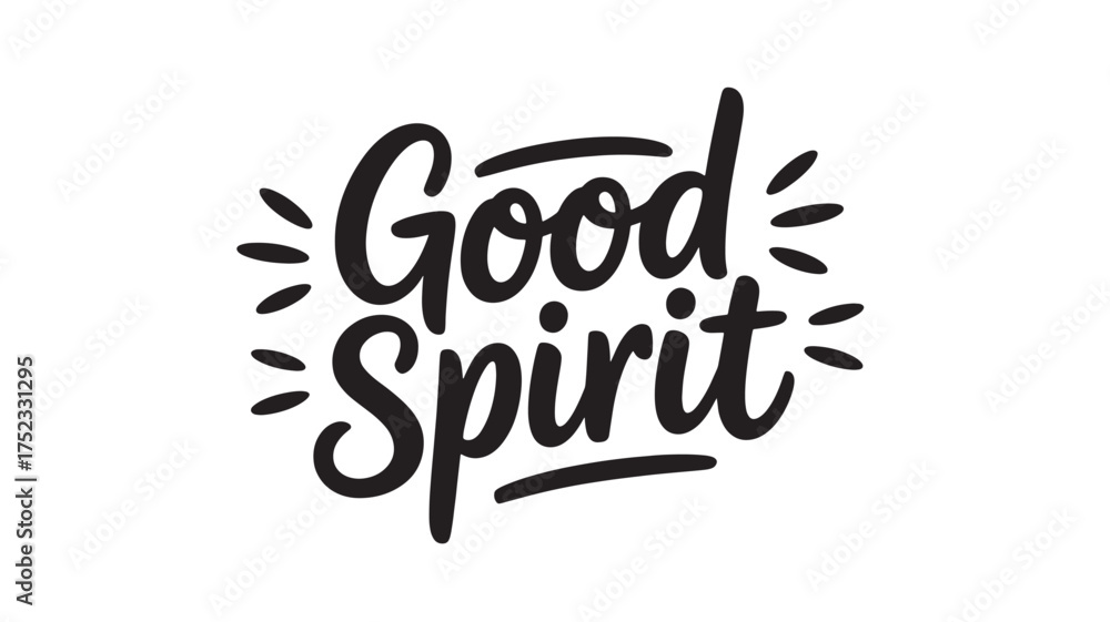 Naklejka premium Good Spirit lettering design positive quote with decorative sun rays vector illustration for t-shirt print and inspirational posters