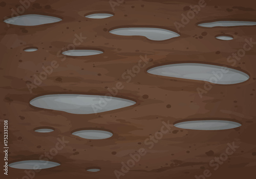 Cartoon Ground Texture with Holes and Pits Illustration.
