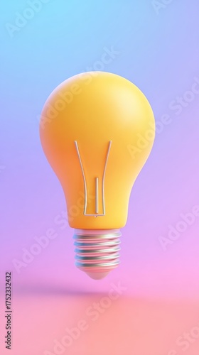 Bright yellow lightbulb against a colorful background.