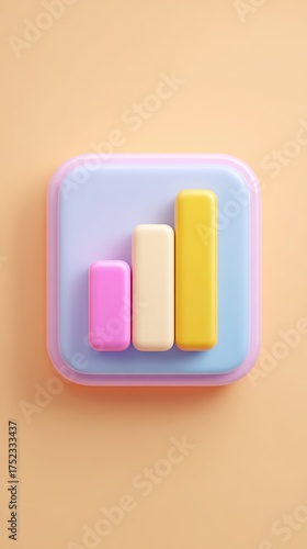 Colorful 3D Graph Icon on a Light Orange Background.