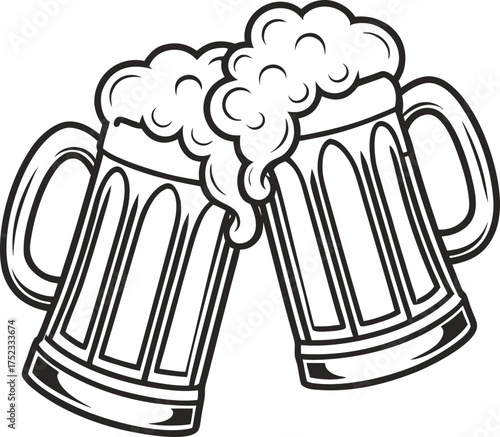 Beer mug silhouette Vector isolated on white background
