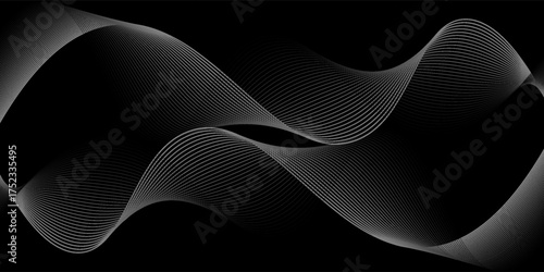 Futuristic perspective grid box. Abstract wireframe with white grid line on black background. Vector Illustration