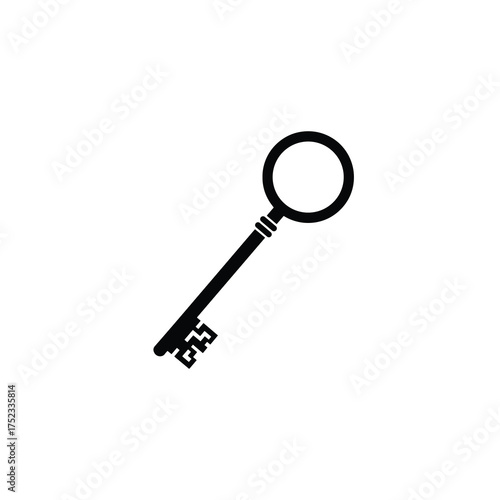 Key with Round Fob – Keychain Minimal Silhouette Vector